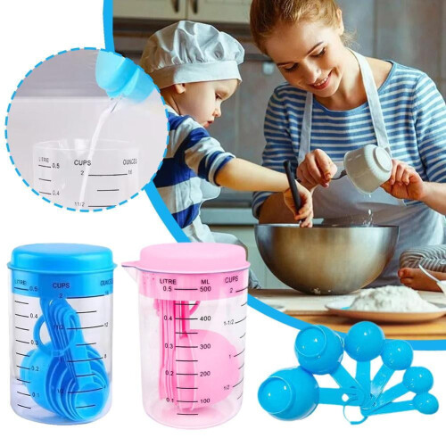 7-Piece Clear Plastic Measuring Cup and Spoon Set 2