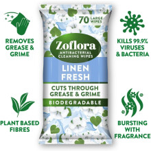 Zoflora Linen Fresh Biodegradable Wipes Antibacterial Multisurface Cle