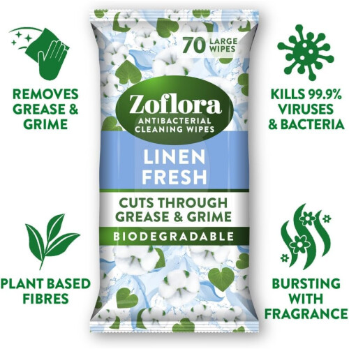 Zoflora Zoflora Linen Fresh Biodegradable Wipes Antibacterial Multisurface Cle
