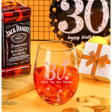 JUWNMANT 30th Birthday Gift with Funny Sayings,Not A Day Over Fabulous, Rose Gold Birthday Wine Glass Gift Anniversary Glasses Men and Women Party