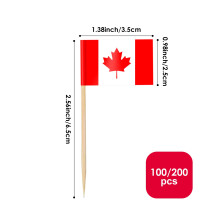 AhfuLife 100/200pcs Canada Toothpick Flags Cake Toppers, Canadian Cocktail Stick Flag for Sandwich Food Cupcake Toppers Tableware World Cup Party