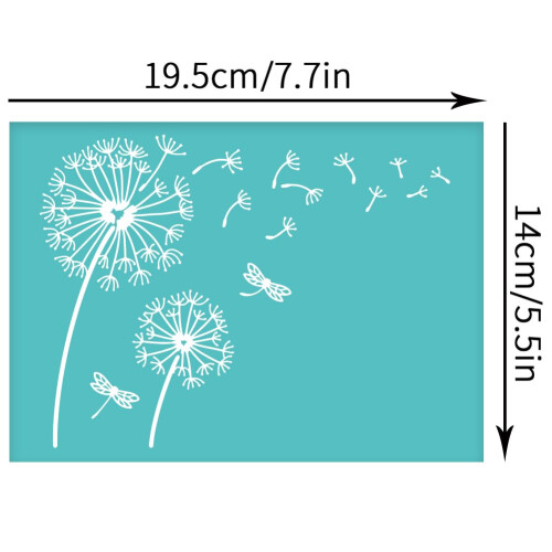 OLYCRAFT 2Pcs Self-Adhesive Silk Screen Printing Stencil Dandelion Pattern Mesh Transfers Stencil Dragonfly Pattern Silk Screen Stencils for Painting 1