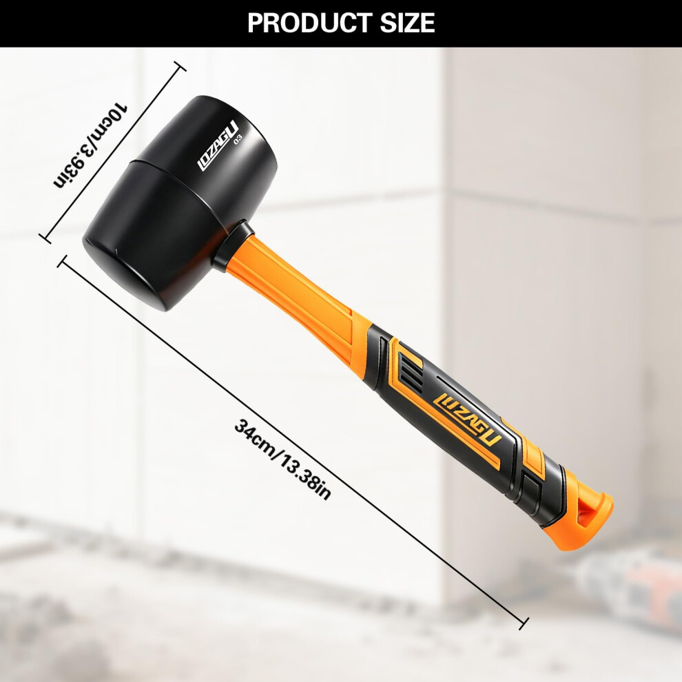 Lozagu 32Oz920g Rubber Mallet Hammer Fiberglass Handle Rubber Mallet F 5003886420066