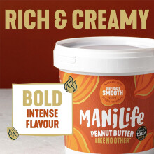ManiLife Deep Roast Smooth Natural Peanut Butter 900g High Protein No