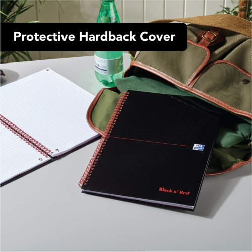 Oxford Black n' Red A4 Hardback Wirebound Notebook, Glossy, 140 Pages, 1 Notepad 2