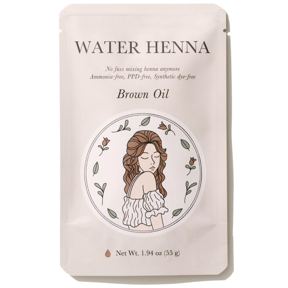 Water Henna Korean Henna+Indigo Mix Brown Hair Dye 1 Set 4.2 Oz (120G) - Ppd-Free, Synthetic Dye-Free, Liquid Henna Hair Dye,