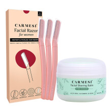 Carmesi Gezichts Scheerset | Gezichts Scheermesjes (3 Stuks) + Scheergel (1,76 Oz/50g) | Pijnloze Haarverwijdering