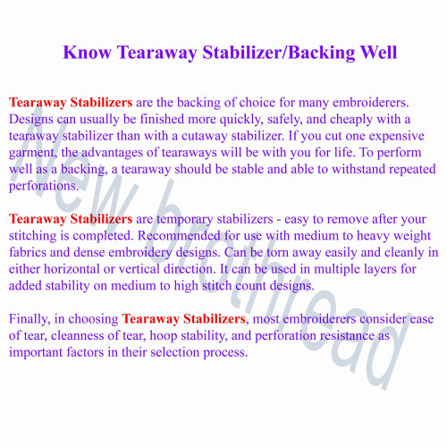 New brothread Tear Away Machine Embroidery Stabilizer Backing 10 x50 Y 2
