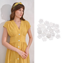 30Pcs White Pearlescent Buttons 2 Hole Flower Resin Button SewingButtons,Resin FlowerButtons,Cardigan ResinButton Pearlescent Sewing Button Baby