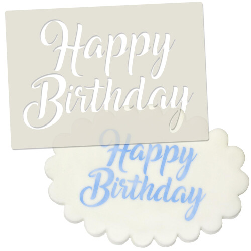 Happy Birthday Scroll Stencil - A7 (10x7cm) Cake Decorating & Craft Stencil 1