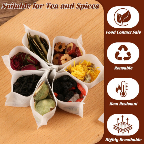 MOXYOY 200 Pcs Tea Filter Bags with Drawstring - Tea Bag Empty 1