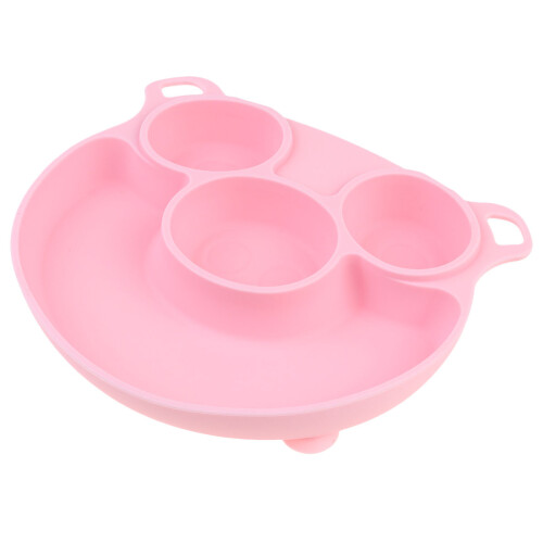 Assiette Divisée Bébé Silicone Rose Pour Repas Maison
