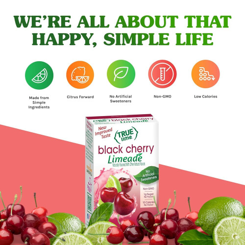 True Lime Limeade Stick Pack, Black Cherry, 10 Count (1.06oz) by True Lemon 2