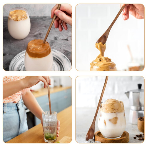 Cuchara de café de madera con mango largo 2