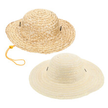 2Pcs Kids Wide Brim Straw Hats Uv Protection Summer Beach Sun Caps