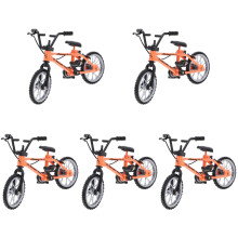 5Pcs Sturdy Orange Metal Miniature Doll House Bike Model