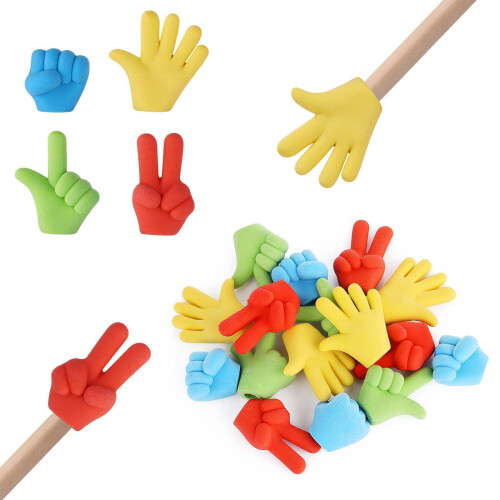 Embouts de crayons Pierre Feuille Ciseaux - Gomme, paquet de 10