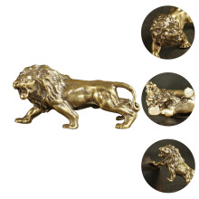 Copper Lion Figurine Feng Shui Decor 7.1 cm