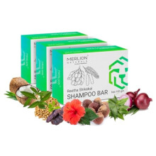 Merlion Naturals Traditionell Schampo Bar (100 G X 3 St) | Shikakai & Reetha | Handgjord Med Naturliga Örter