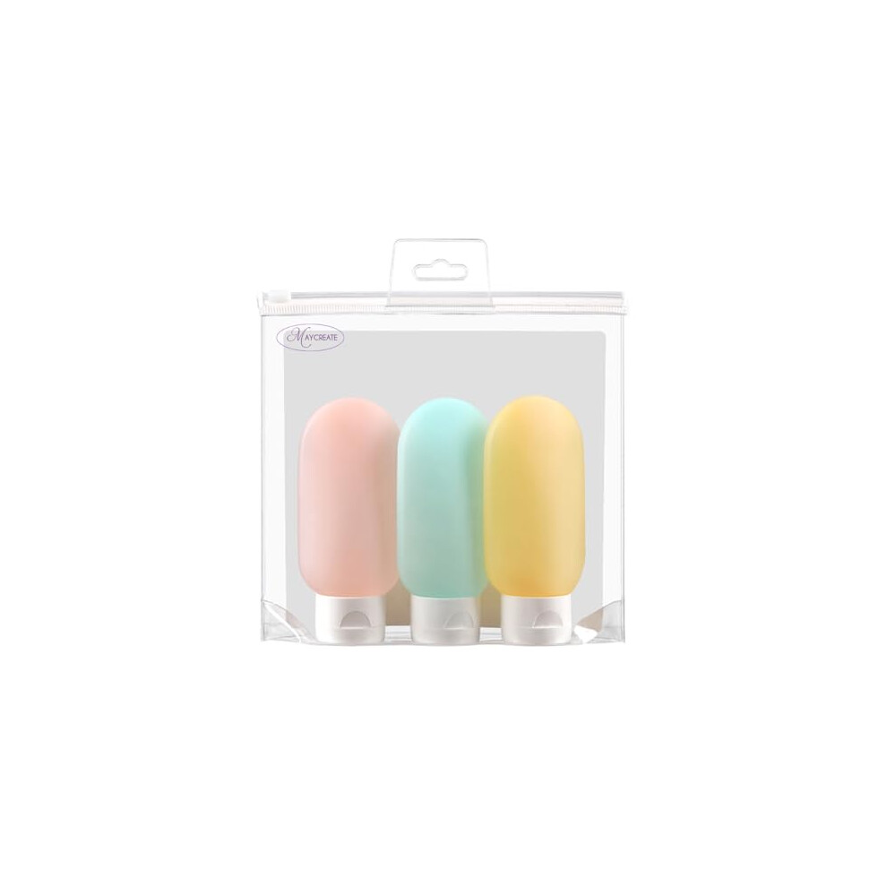 Maycreate 3Pcs Travel Bottles For Toiletries, 60Ml Travel Bottle, Plastic Empty Squeeze Bottle For Travelling, Leakproof Travel Kit Bottles Container