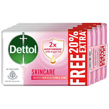 Savon de Bain Hydratant Dettol avec Huile d'Argan (600G) | Peau Plus Douce, 125G + 20% Offert, Pack de 4