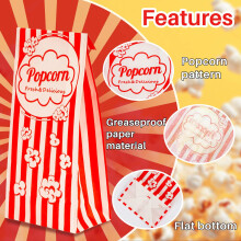 MAQIHAN 50 Popcorn Bags Individual Servings - Flat Bottom Paper Popcorn Food Bags Party Pop Corn Sleeves Bulk Carnival Halloween Snack Packs Gift