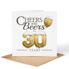 Maise & Rose 30th Birthday Card For Him | Mens 30th Birthday Card | Funny 30th Happy Birthday Card | Cheers and Beers To Thirty Years | P184