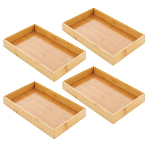 Bamboo Drawer Organizer Tray 40x20x5.5cm 4 Pack