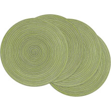 Round Braided Placemats Set of 4, 38 cm, Cotton-Ramie