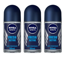 Nivea Deodorante Roll On Fresco Attivo Per Uomini, 50Ml, (Confezione Da 3)