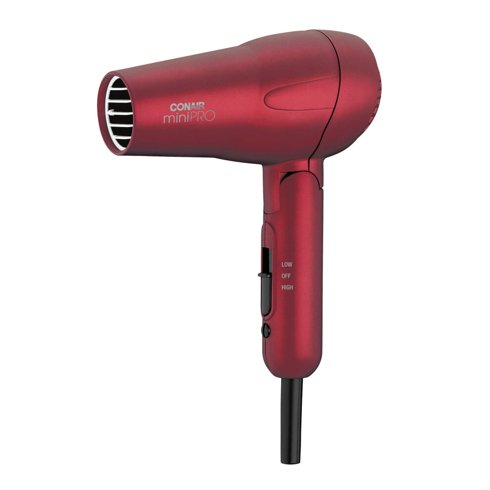 Conair Red Minipro Tourmaline Ceramic Travel Hair Dryer With Folding Handle,