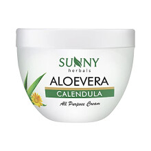 Sunny Herbals Aloe Vera & Ringelblume Allzweck-Gesichtscreme | Verhindert Narben & Sonnenbrand | Für empfindliche Haut