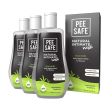 Pee Safe Intimwasch für Frauen, natürliche ayurvedische Formel mit Zitronengras, 100% alkoholfrei - 105 ml (Packung mit 3)
