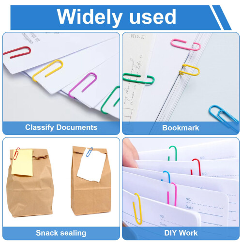 Paper Clips Assorted Size 400 Pieces,Large Medium Small Coloured Paperclips,Durable and Rustproof Paper Clip for Paperwork Office School Document 2