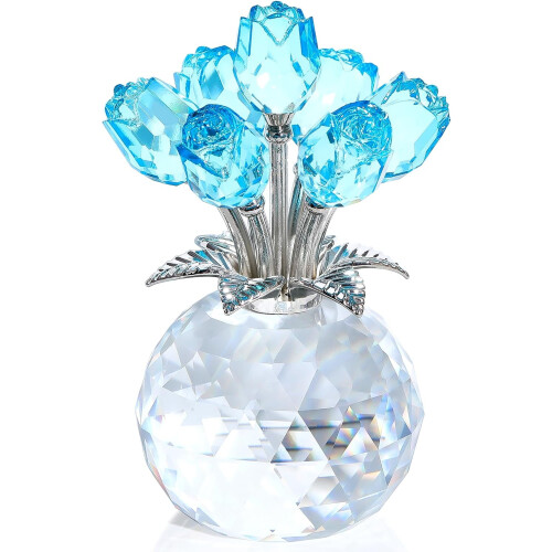 Crystal Lake Blue Rose Bouquet – Handmade Keepsake Gift