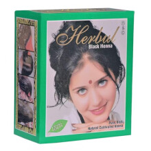 Herbul Zwarte Henna Poeder Voor Haar, 6 Sachets Van 10 Gm, Natuurlijk, Rijke Zwarte Kleur, Ammoniavrij