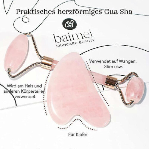 Gua Sha Und Gesichtsroller Beauty Massager, Jade Roller Rosenquarz 2