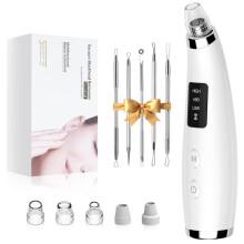 Facial Pore Blackhead Remover Vacuum - Face Cleaner and Blackhead Extractor with 3 Adjustable Suction Levels, 5 Probes, USB Charging Interface - Pore