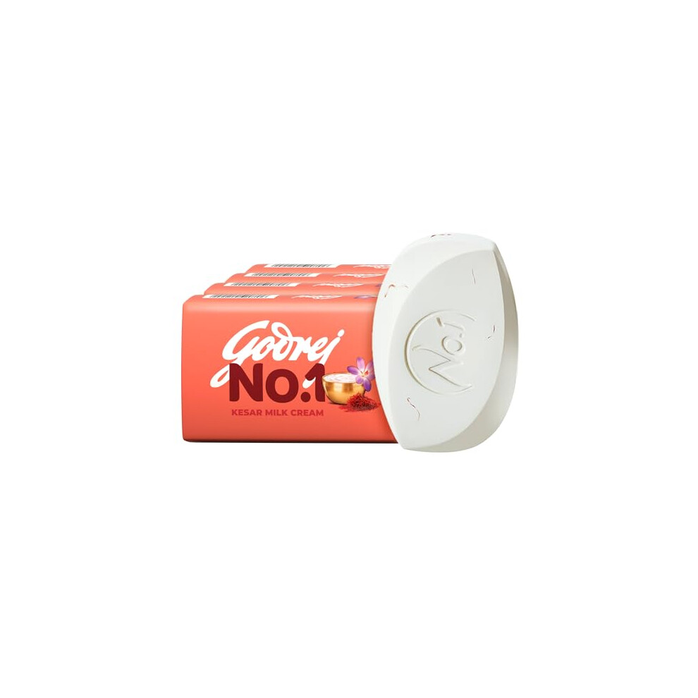 Godrej No.1 Cream Godrej No. 1 Bathing Soap Kesar & Milk Grade 1 Soap & Long-Lasting Fragrance, Combo Pack Of 4 (150G Each)