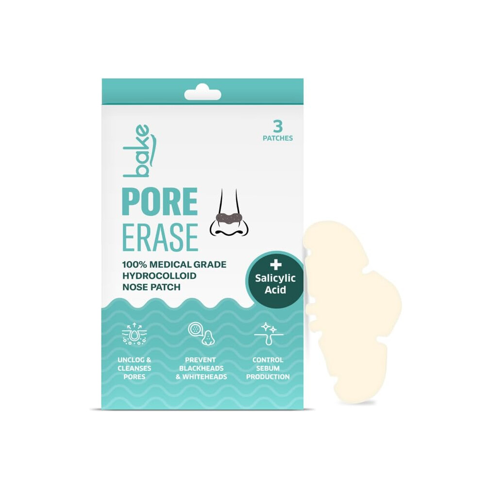 Bake 2% Salicylic Acid Nose Strips For Pore Cleansing & Blackheads Removal | Hydrocolloid Nose Strips For Control Sebum Production (3 Strips)