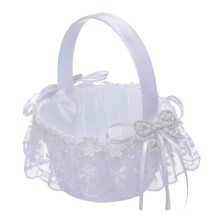 Flower Girl Basket White 7.5 x 6 x 6 in