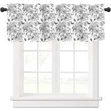 Watercolour Floral Curtain Valance Grey 54x18 in