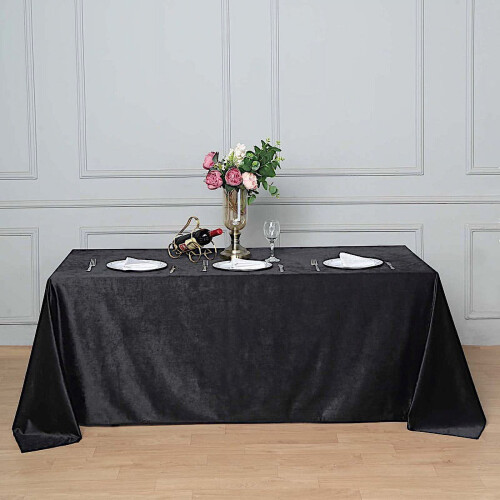 Black Velvet Rectangular Tablecloth 90 x 132 in
