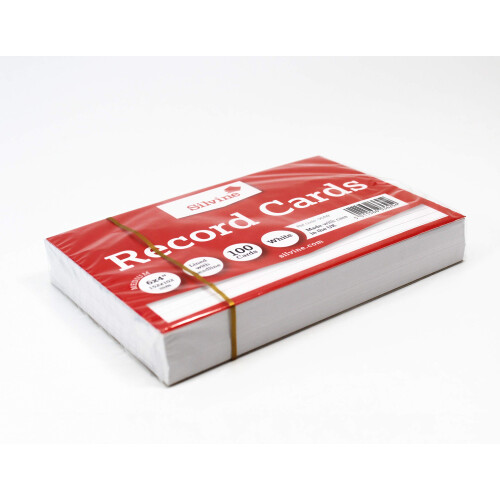 Silvine 6x4 White Flash Cards - Lined with Headline (100 Record Cards) for Study, Presentations and Notes 1