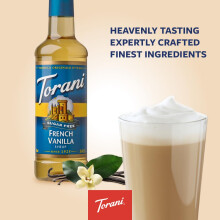 Torani French Vanilla Sugar Free Coffee Syrup (750ml) – Zero Calorie French Vanilla Syrup for Coffee, Hot Chocolate & Protein Shakes – No Sugar