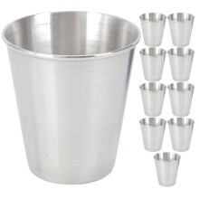 10 x Stainless Steel Shot Cups Silver 70 ml