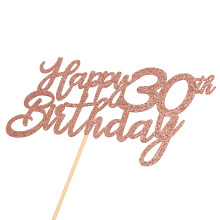 3 Pack Happy 30th Birthday Cake Topper Rose Gold Glitter 30 Cupcake Topper Happy 30 Birthday Cake Decoration for 30th Cheers to 30 Birthday Party