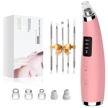 Facial Pore Blackhead Remover Vacuum - Face Cleaner and Blackhead Extractor with 3 Adjustable Suction Levels, 5 Probes, USB Charging Interface - Pore