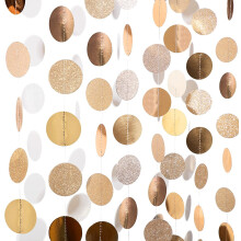 Holographic Paper Garland, Iridescent Circle Dots, 13 ft