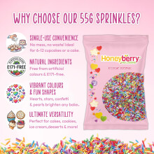 Rainbow Sugar Strands Sprinkles 55g Sachet - Natural Edible Multicoloured Vermicelli Sprinkles - Perfect for Baking, Cupcake and Cake Decorations
